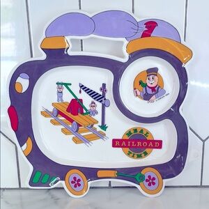 Vintage Oneida Meal Time Railroad Divided Melamine Plate